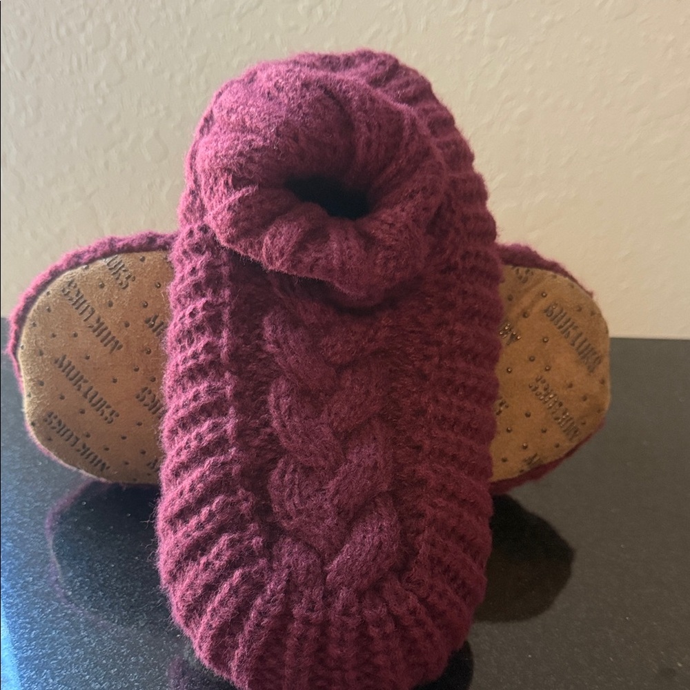 Cozy Knit Slipper Socks in Burgundy